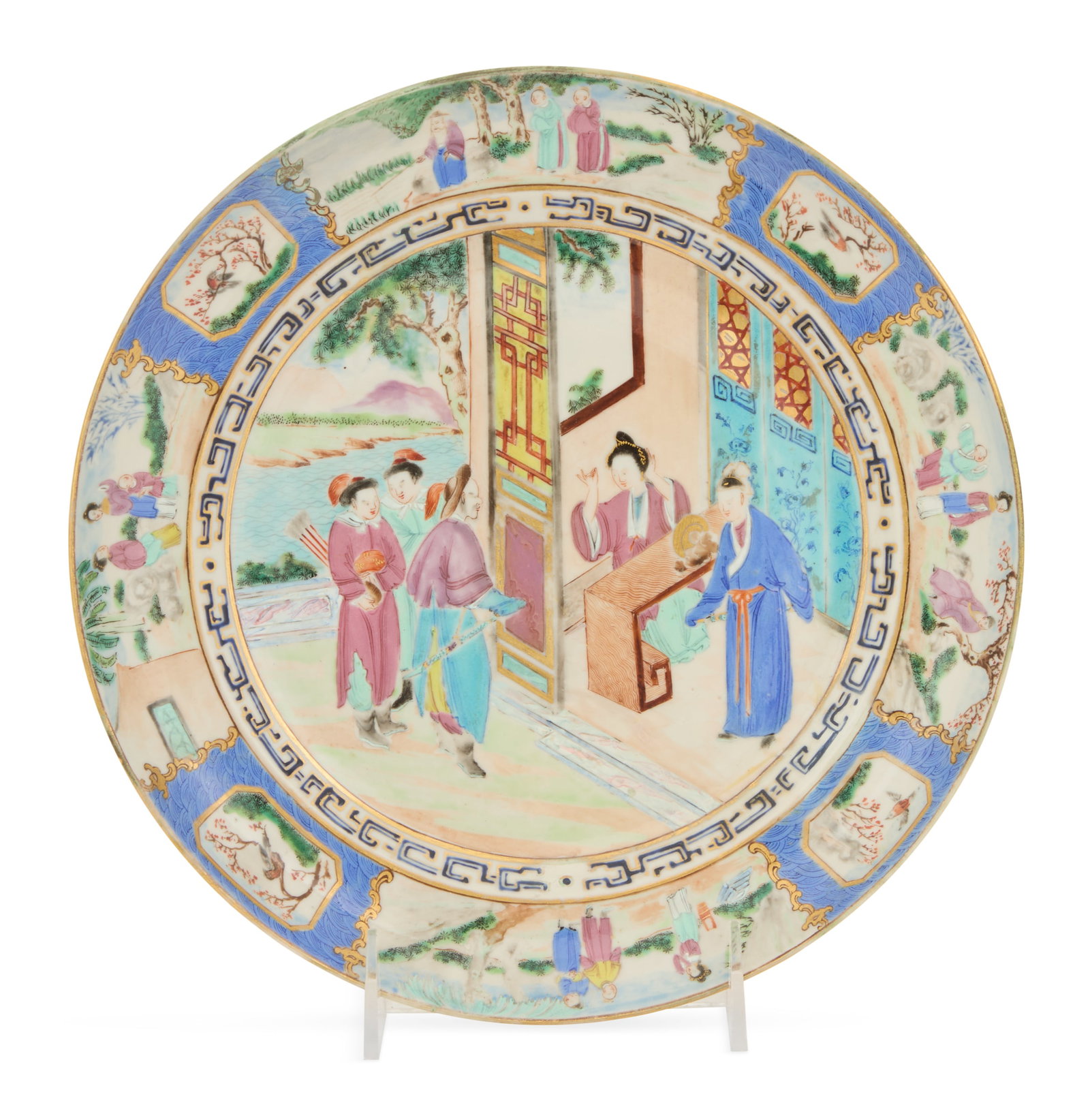 Chinese Export "Rose Mandarin" Porcelain Plate (1 of 2)