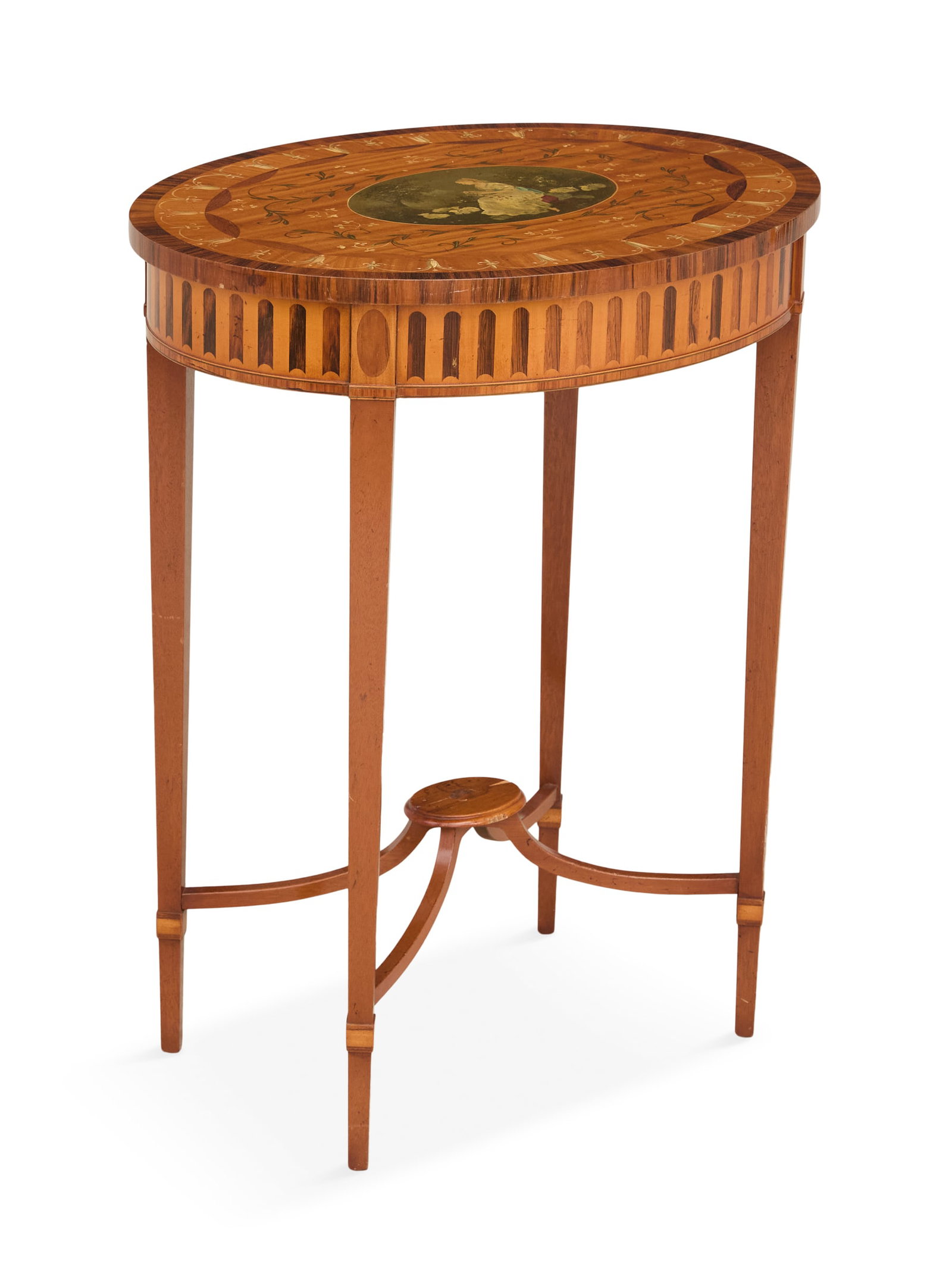 Edwardian Polychrome Oval Side Table - 3