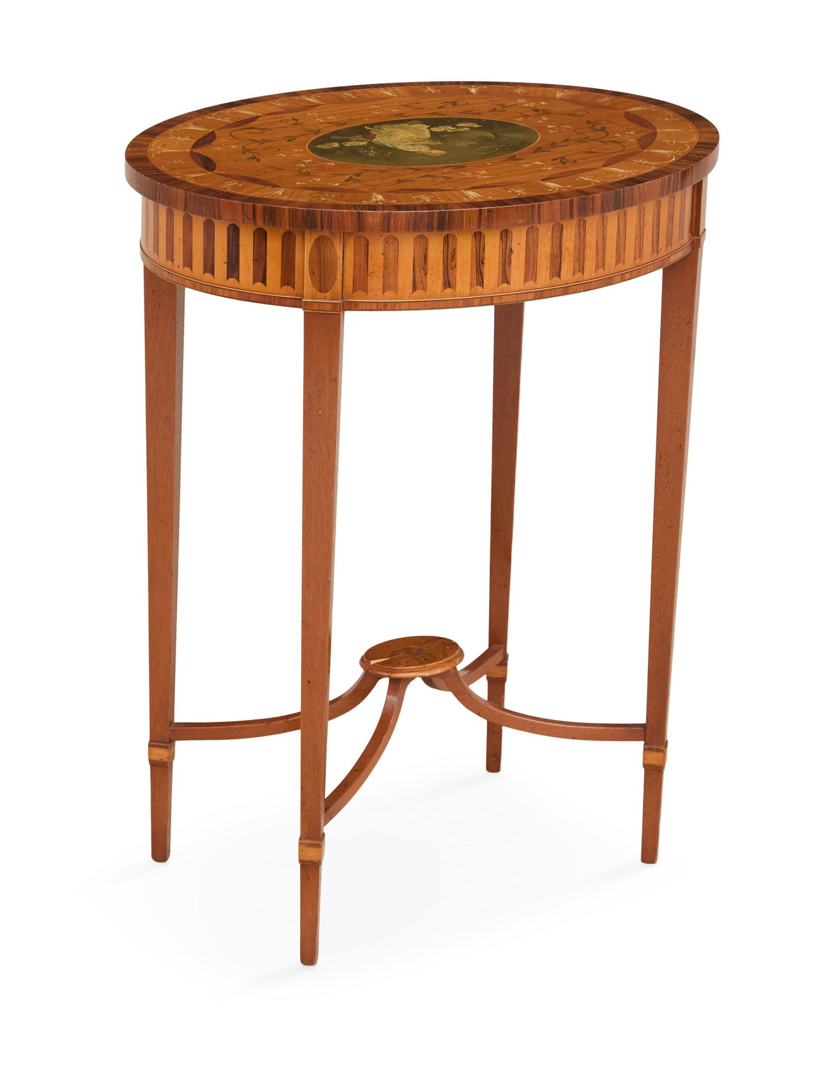 Edwardian Polychrome Oval Side Table - 4