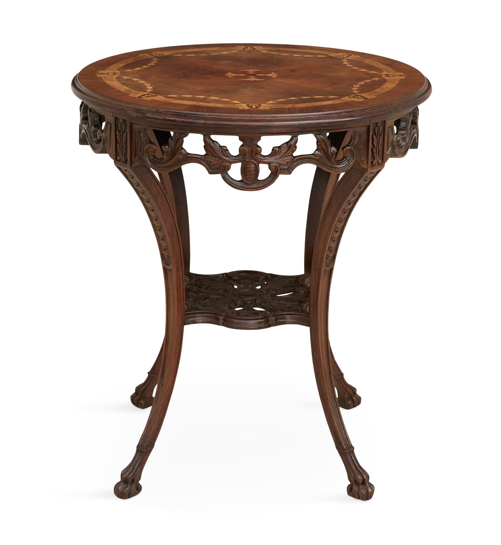 Figured Walnut and Mixed Woods Inlaid Side Table (1 of 4)