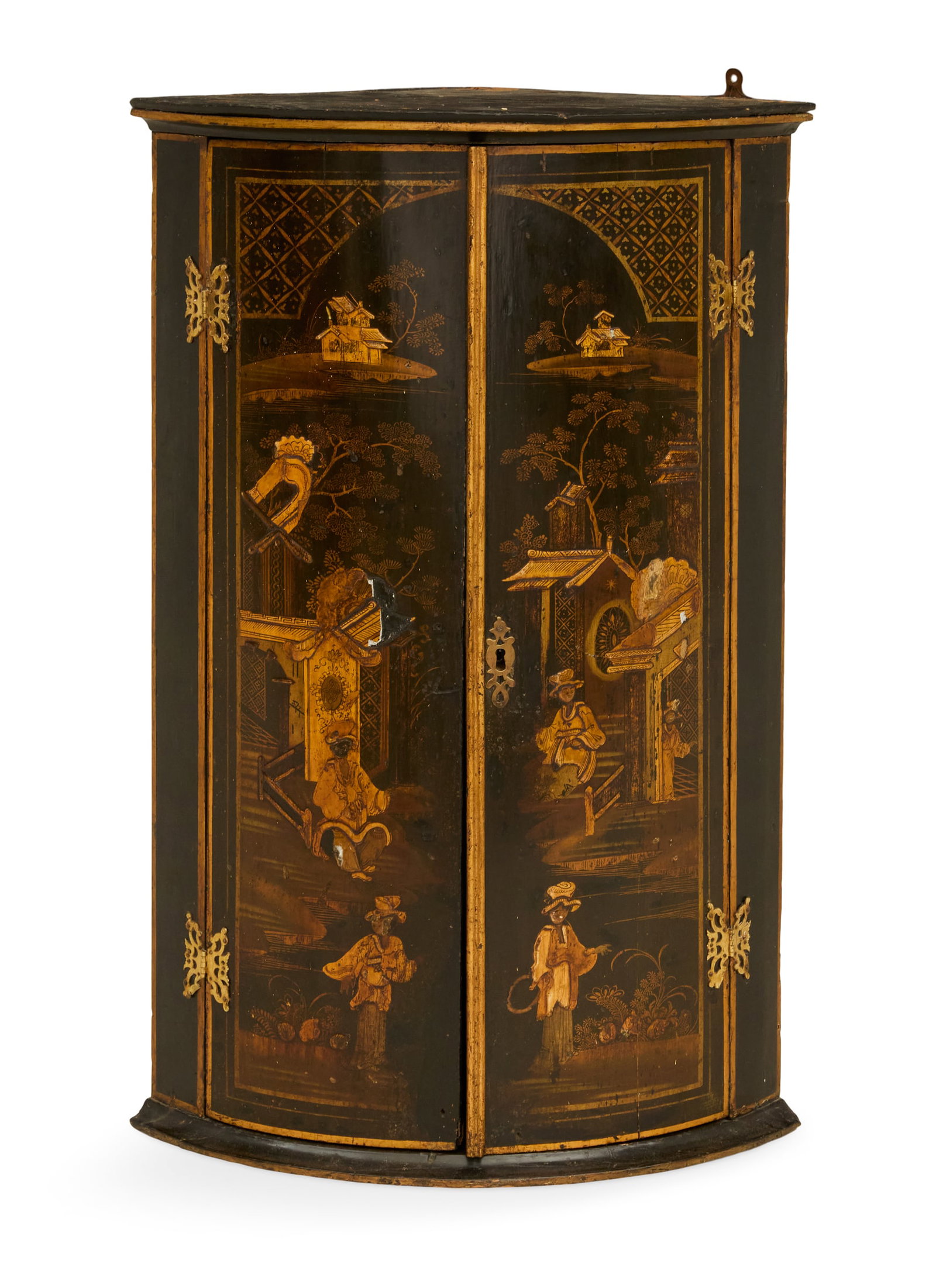 Chinoiserie Black-Lacquered Corner Cabinet (1 of 2)