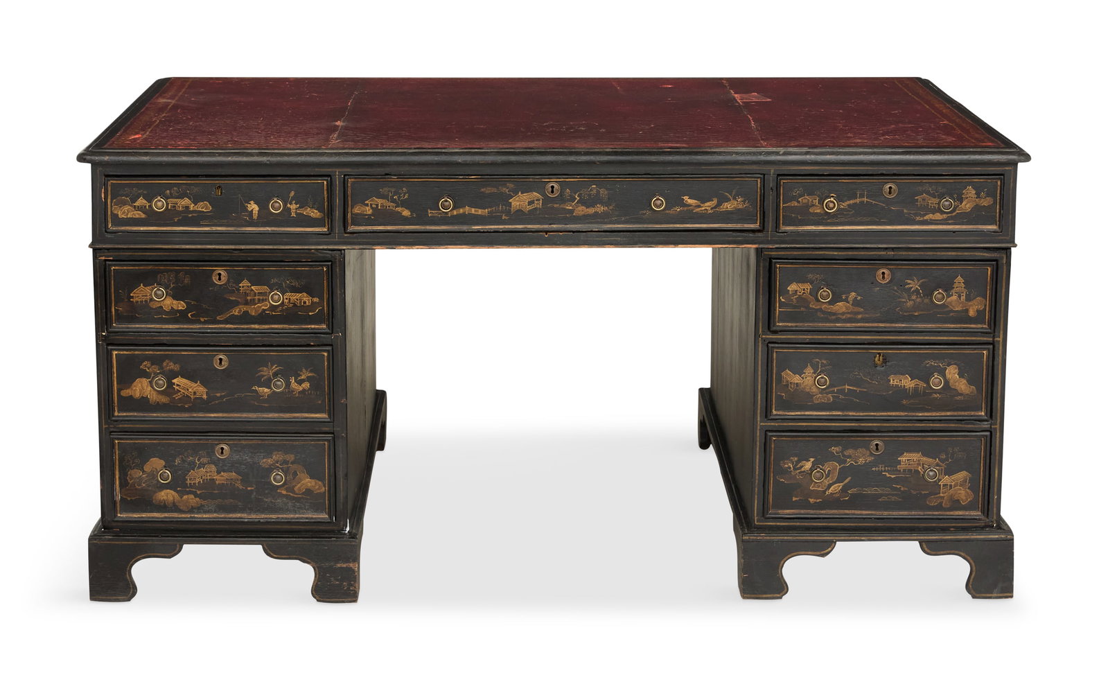 Georgian-Style Ebonized Partner's Desk (1 of 3)