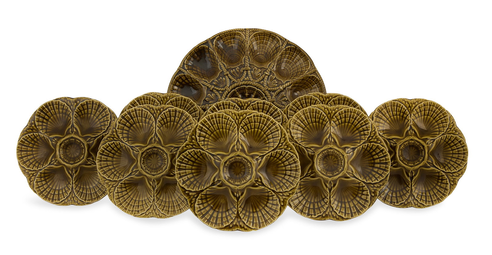 Set of Eight French Sarreguemines Oyster Plates (1 of 4)