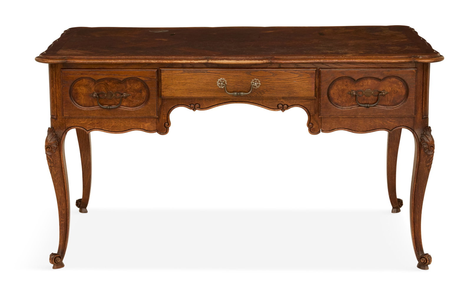 Provincial Louis XV-Style Oak Desk (1 of 3)