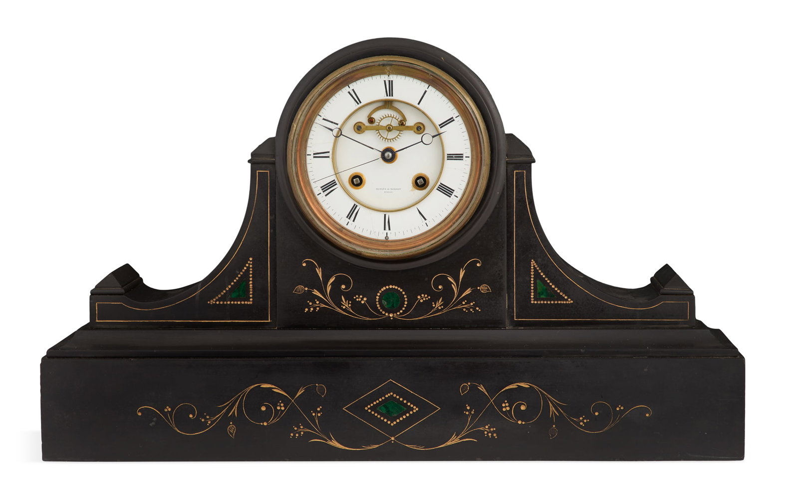 French Black Marble Humpback Mantel Clock (1 of 5)