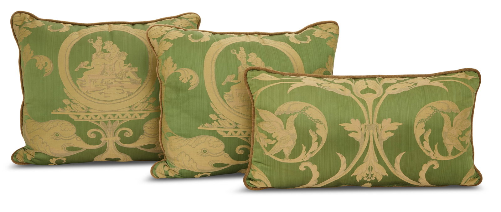 Collection of Three Silk Lampas Pillows