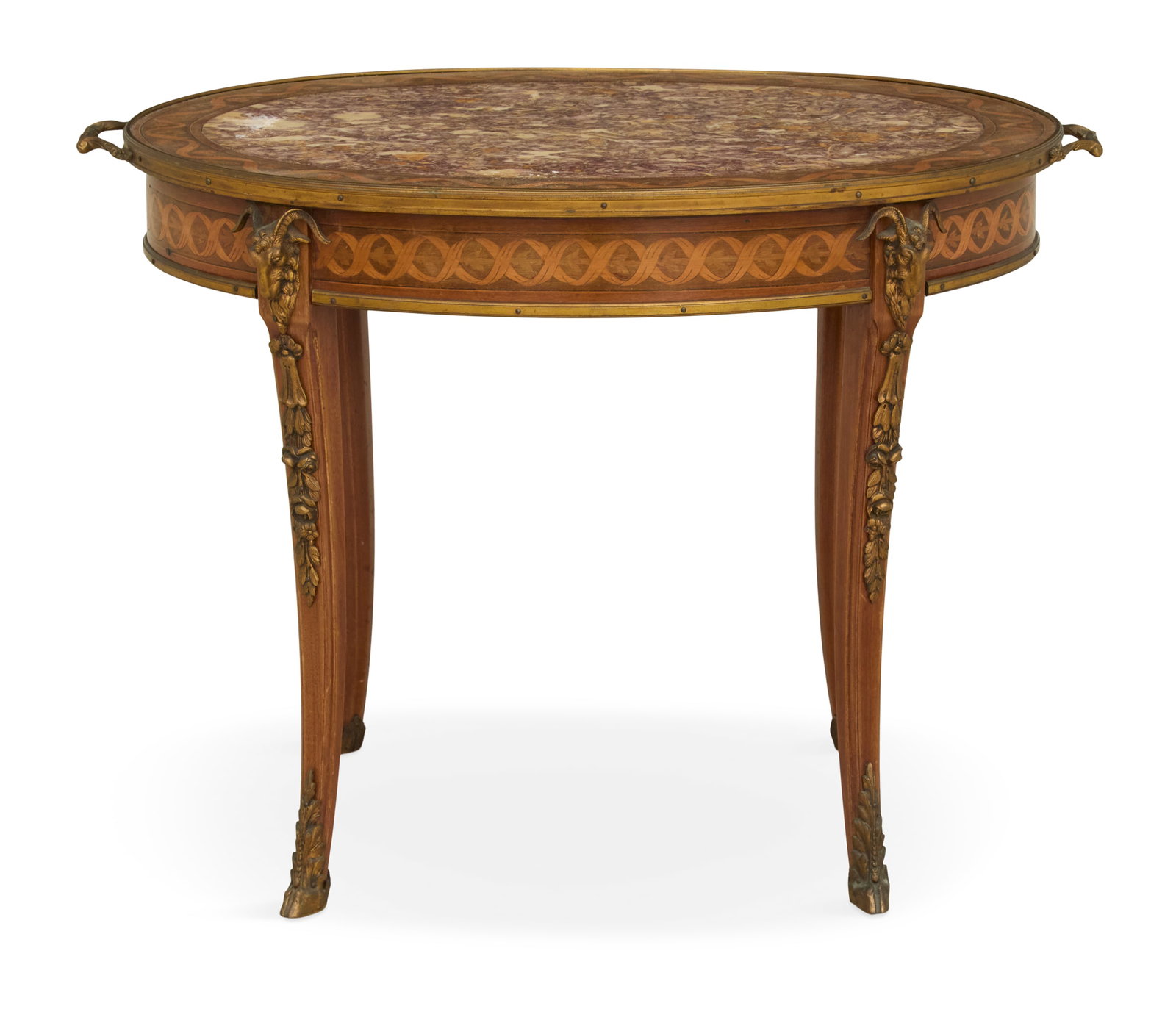 French Kingwood Inlaid Marble-Top Coffee Table (1 of 4)