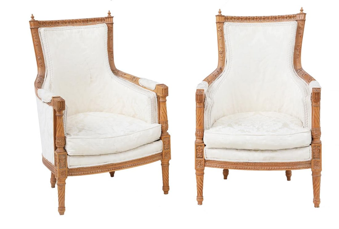 Pair of Louis XVI-Style Beechwood Bergeres (1 of 2)