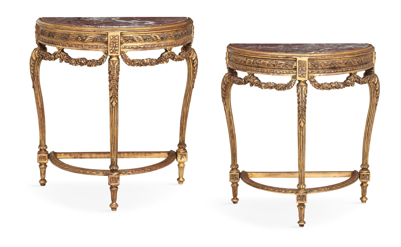 Pair of Louis XVI-Style Marble-Top Console Tables (1 of 3)