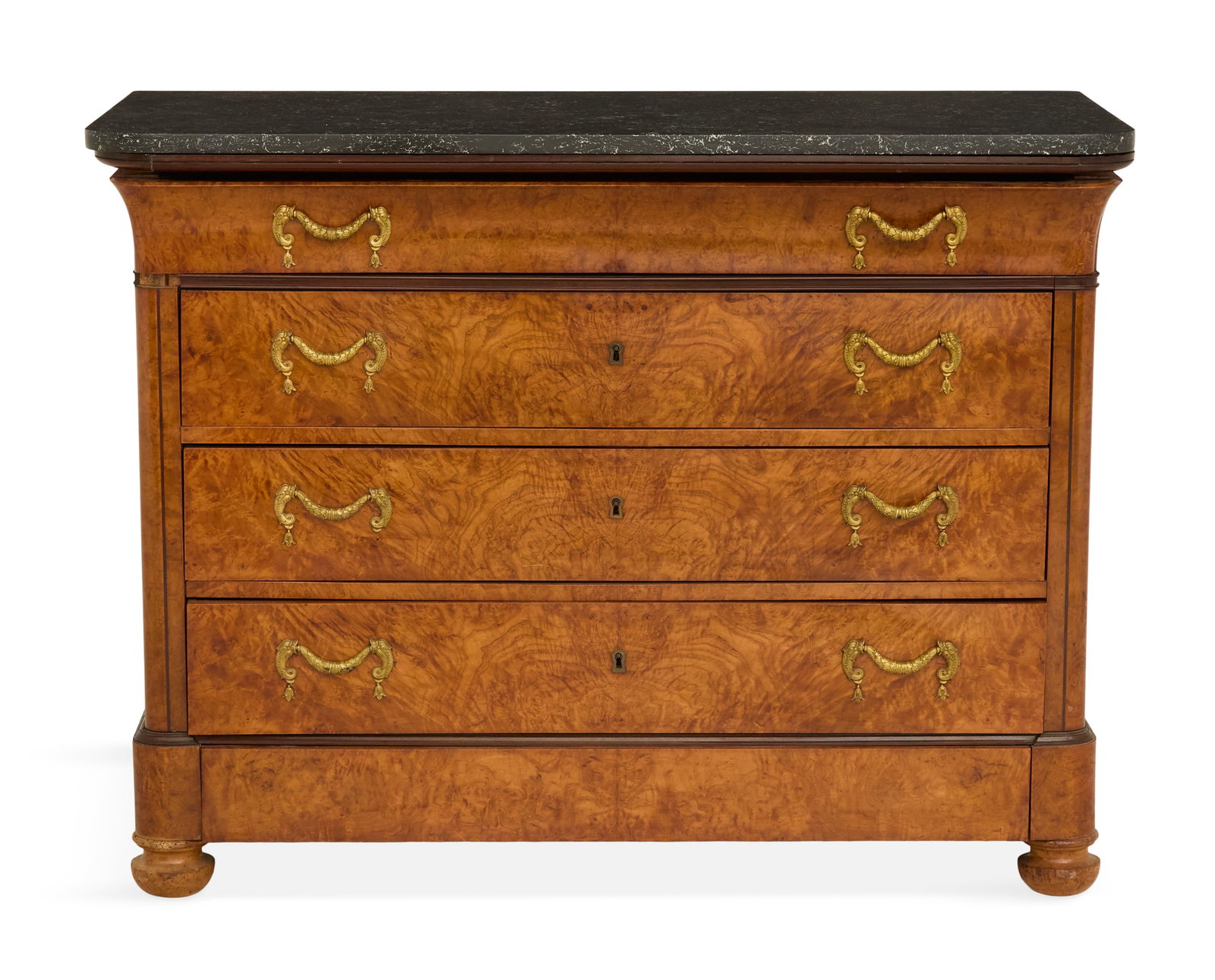 Louis Philippe Burl Elm and Marble-Top Commode (1 of 4)