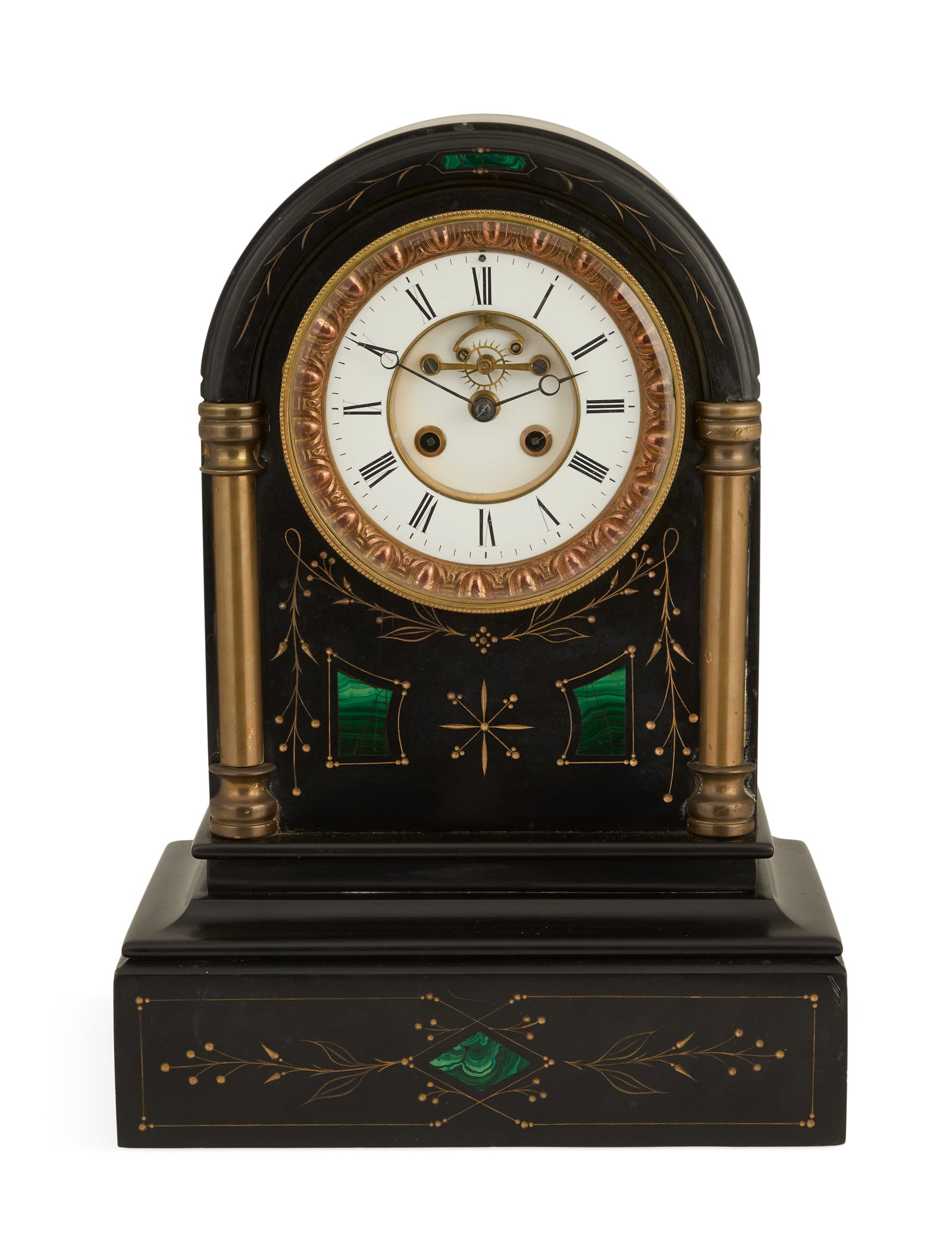 French Black Marble Aesthetic Mantel Clock (1 of 5)