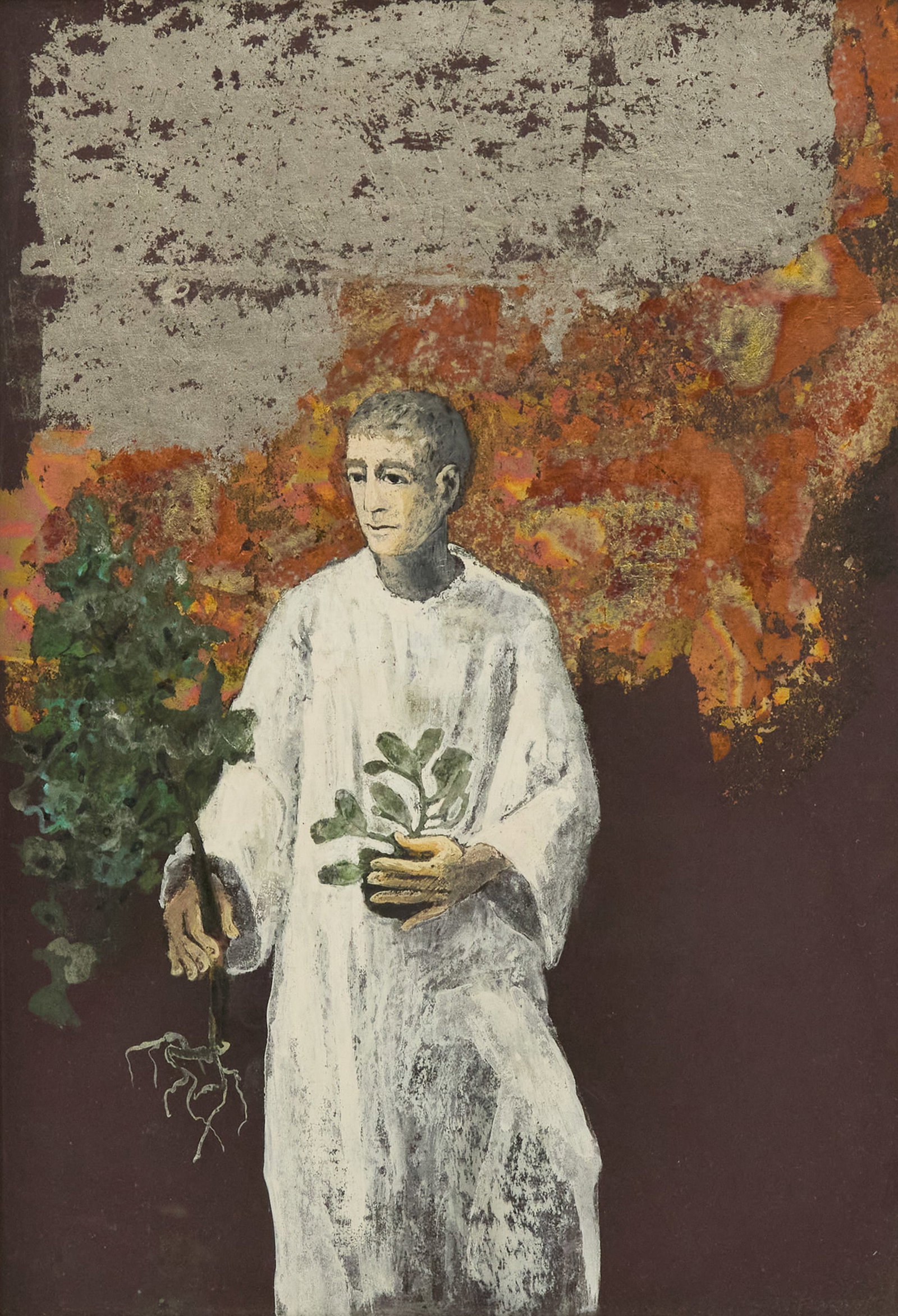 Kelly Fearing (American, 1918-2011): Kelly Fearing (American, 1918-2011) "The Penitent" mixed media on paper signed lower right. Matted, glazed and framed. 15" x 10-1/8", framed 21-1/2" x 17" Provenance: Estate of Marie Bel Fay Evnochide