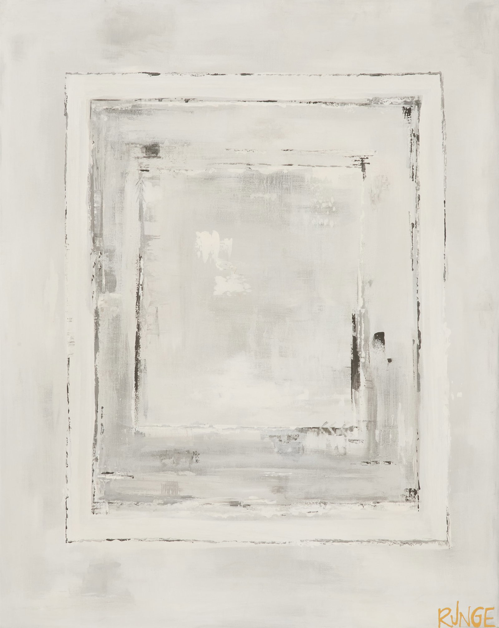 Runge (German, Contemporary): Runge (German, Contemporary) ?Receding Rectangles? oil on canvas signed lower right. Framed. 60" x 48", framed 62" x 49-1/2"