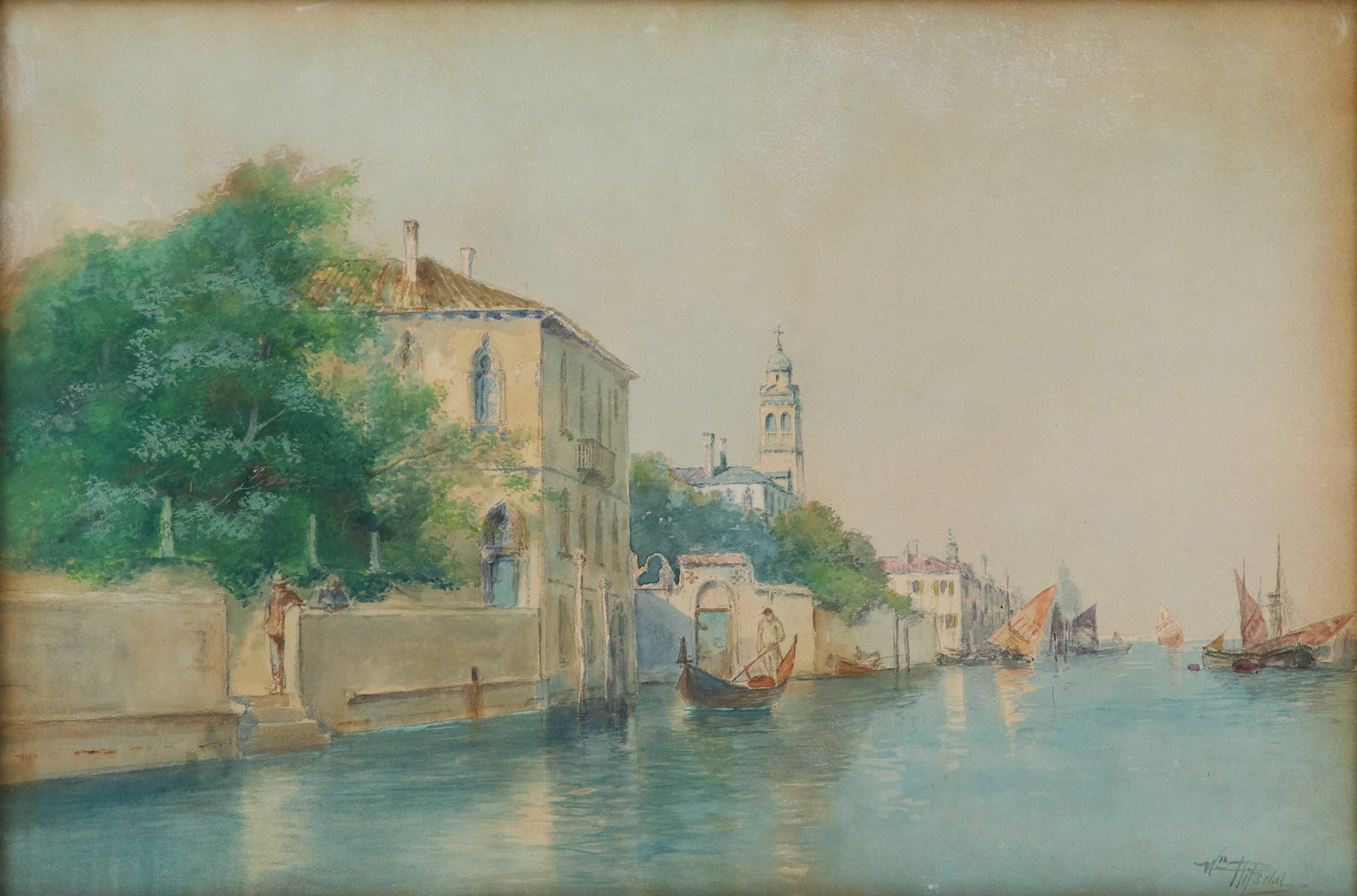 American School (20th Century): American School 20th Century ?Venice? watercolor and pastel signed lower right. Framed. sight 15-1/4? x 23?, framed 24? x 31? Provenance: The Estate of Stella R. Sharp, Natchez, Mississippi.