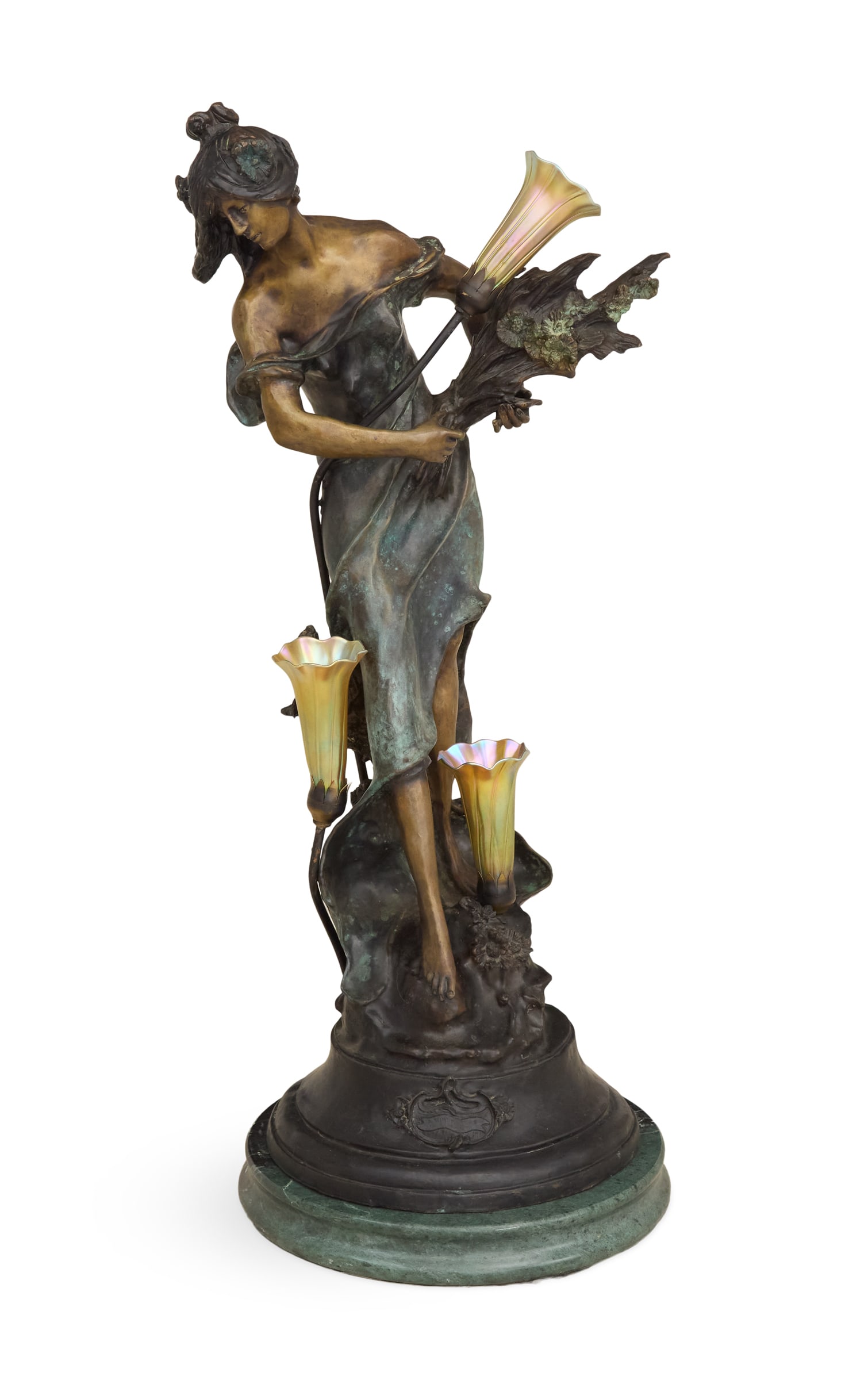 Art Nouveau Bronze and Marble Figural Lamp (1 of 5)