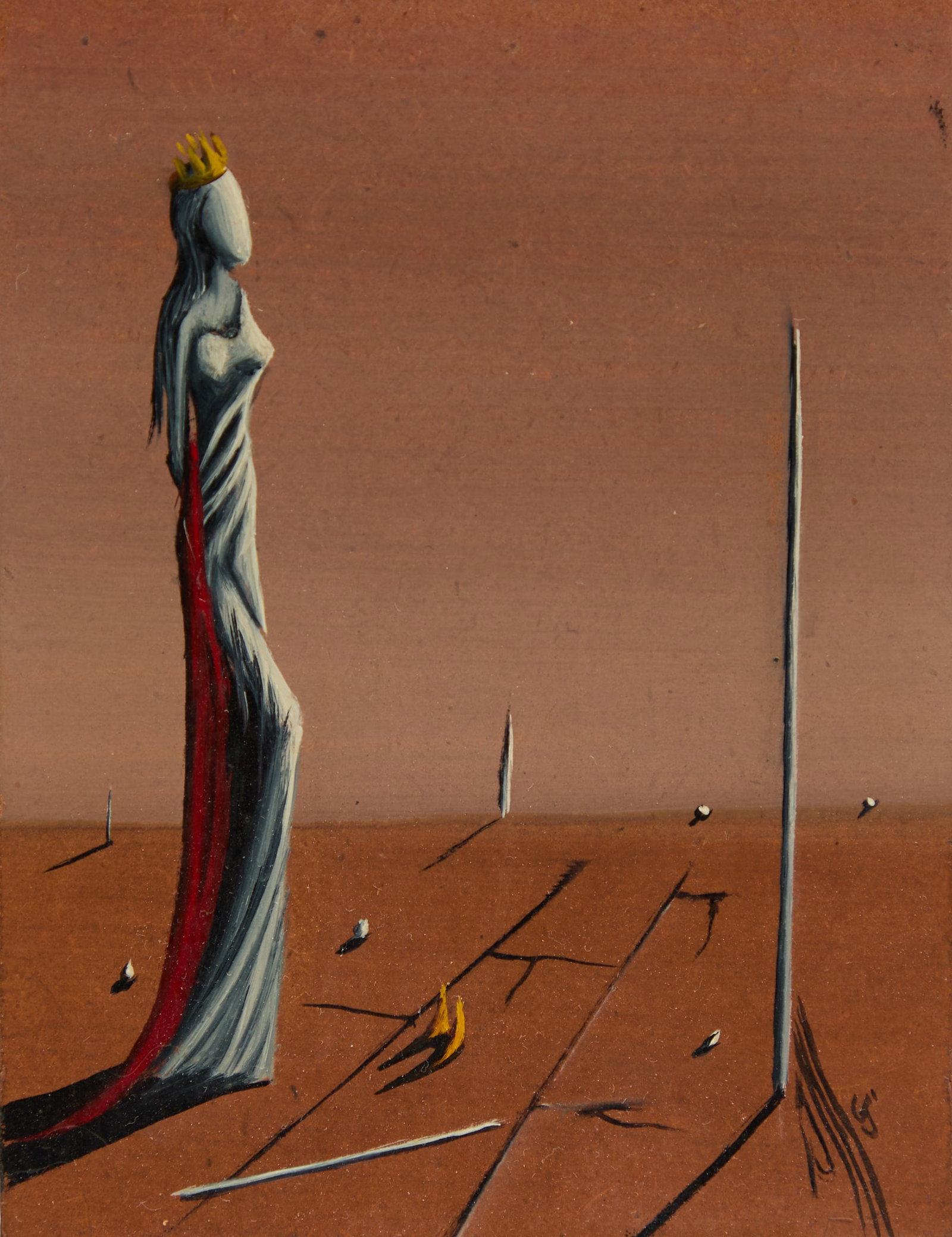 Jorge Noceda Sanchez (Dominican/US, 1925-1987): Jorge Noceda Sanchez (Dominican/American, 1925-1987) "Liberty" oil on panel signed lower right. Framed. 4-1/4" x 3-1/2", framed 10" x 9" Provenance: The Estate of Kenneth Abshire, Gulfport, Mississipp