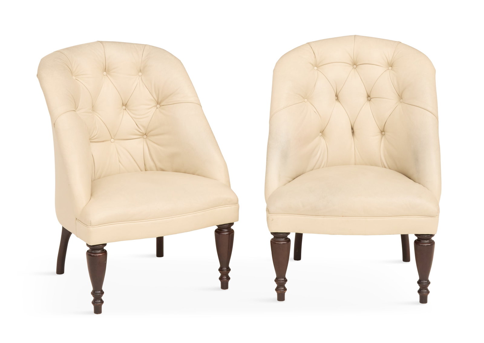 Pair of Creme Leather Club Chairs (1 of 2)