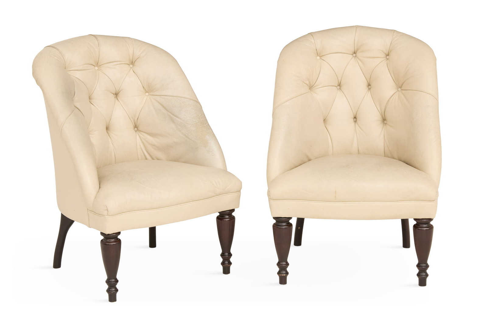 Pair of Creme Leather Club Chairs (1 of 2)