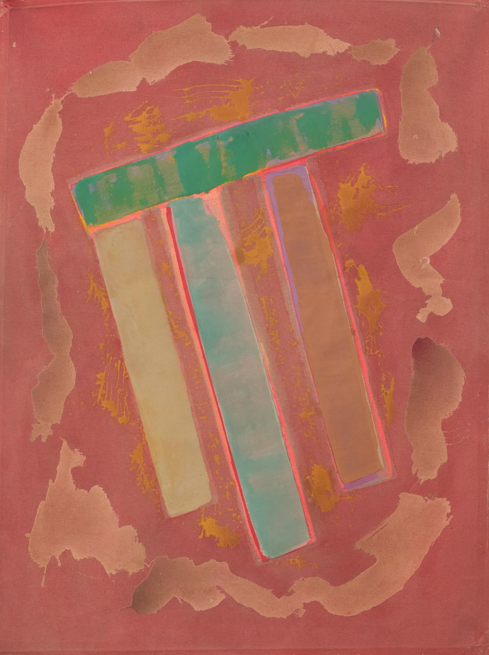 Basilios Poulos (Greek/Texas, b. 1941): Basilios Poulos (Greek/Texas, b. 1941) "Issaris", 1982 acrylic on canvas signed and titled along lower edge, and signed, dated and titled en verso. Unframed. 76" x 58" Provenance: Grapestake Gallery, 