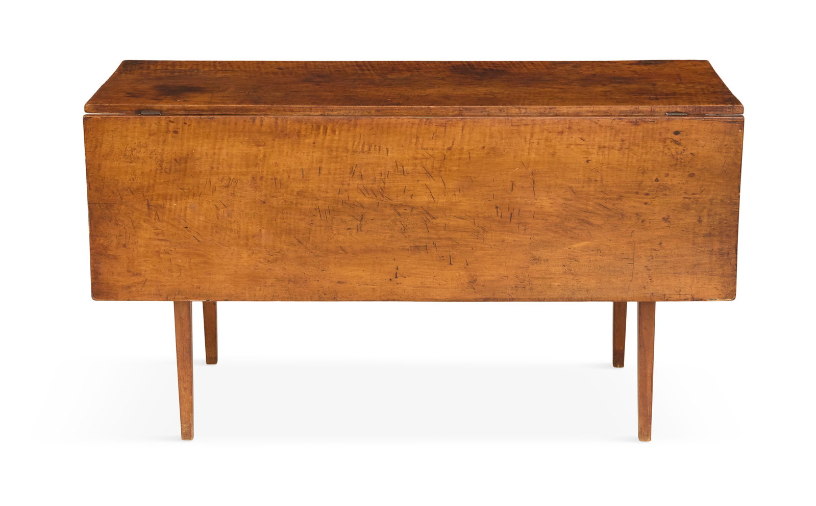 Early American Maple Drop-Leaf Table: Early American Maple Drop-Leaf Table first quarter 19th century, the rectangular top with two like-shaped leaves, raised on tapered square legs. h. 26-3/4", w. 49", l. 18", ext. l. 46"