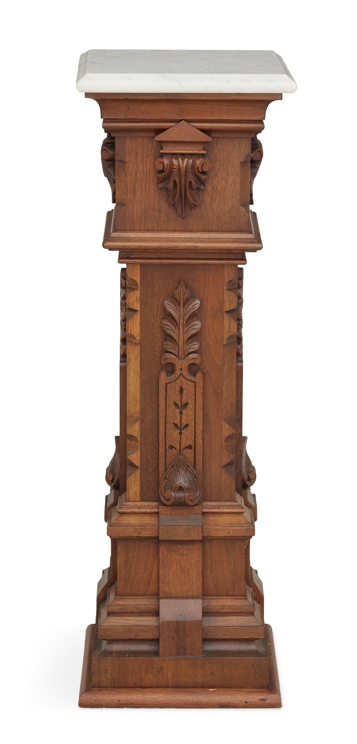 American Aesthetic Walnut and Marble-Top Pedestal (1 of 3)