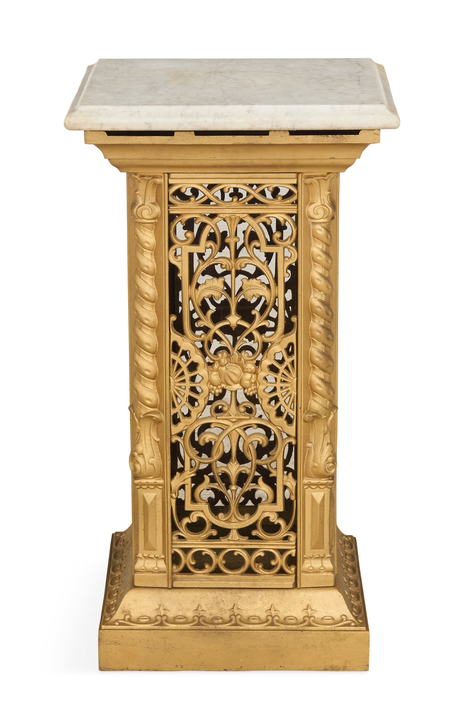 American Gilt-Iron and Marble-Top Pedestal (1 of 3)
