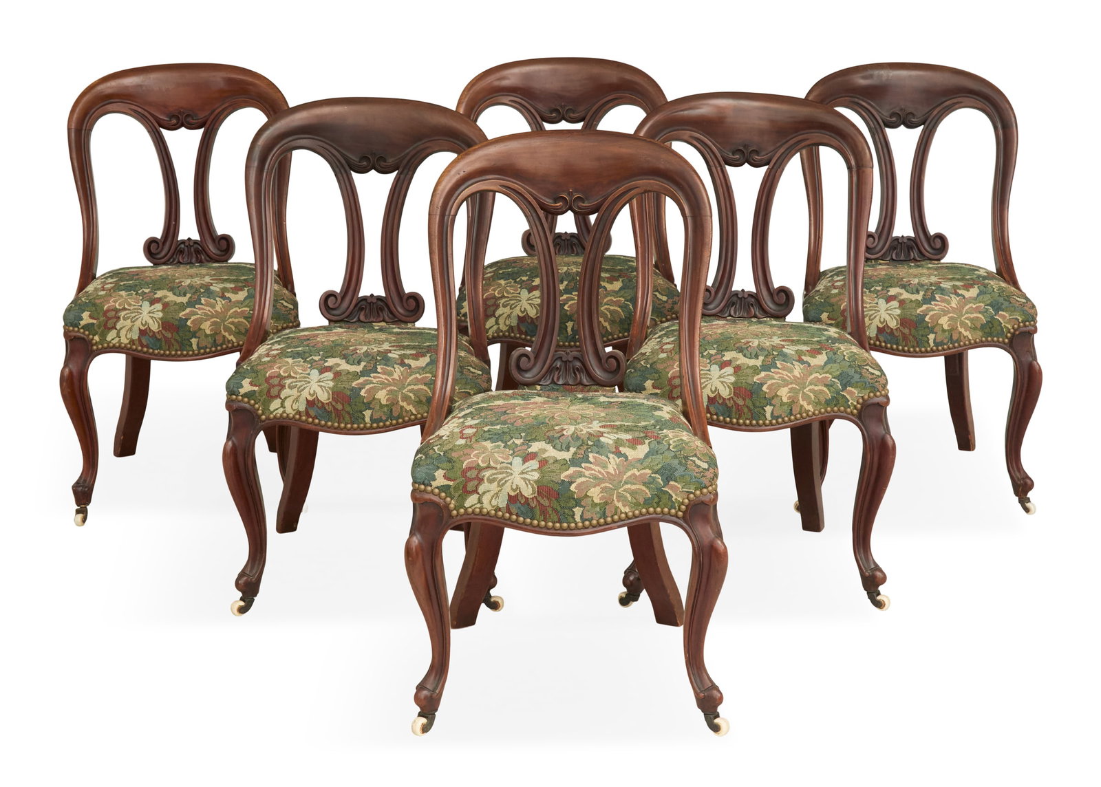 Six Victorian Mahogany Balloon-Back Chairs (1 of 3)