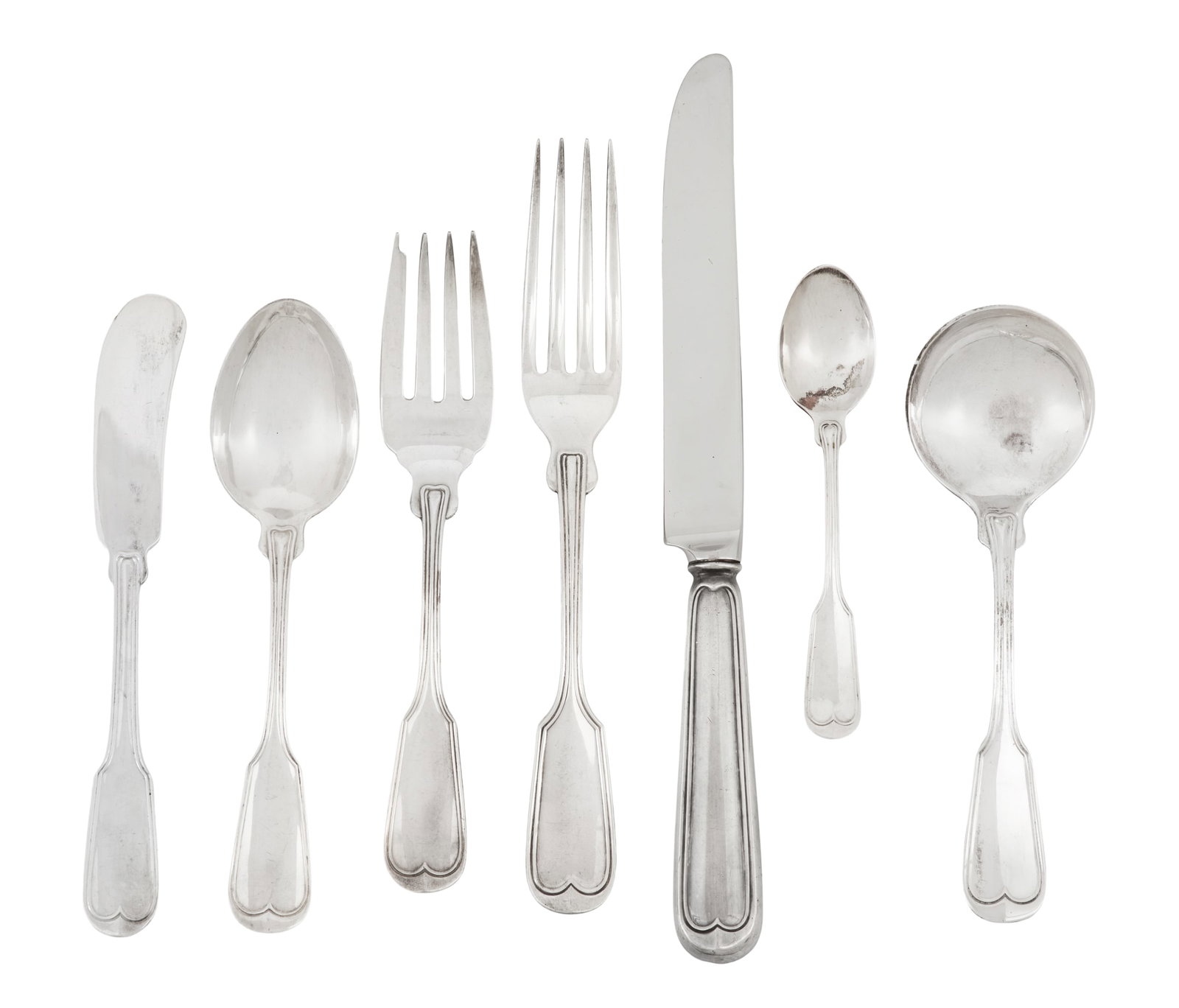 F. W. Smith "Fiddle Thread" Sterling Luncheon Set (1 of 8)