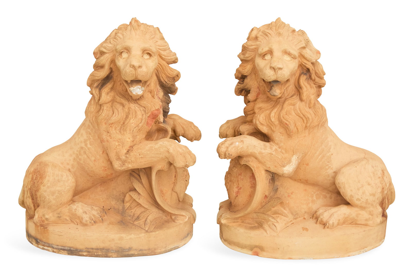 Pair of French Terracotta Lions (1 of 6)