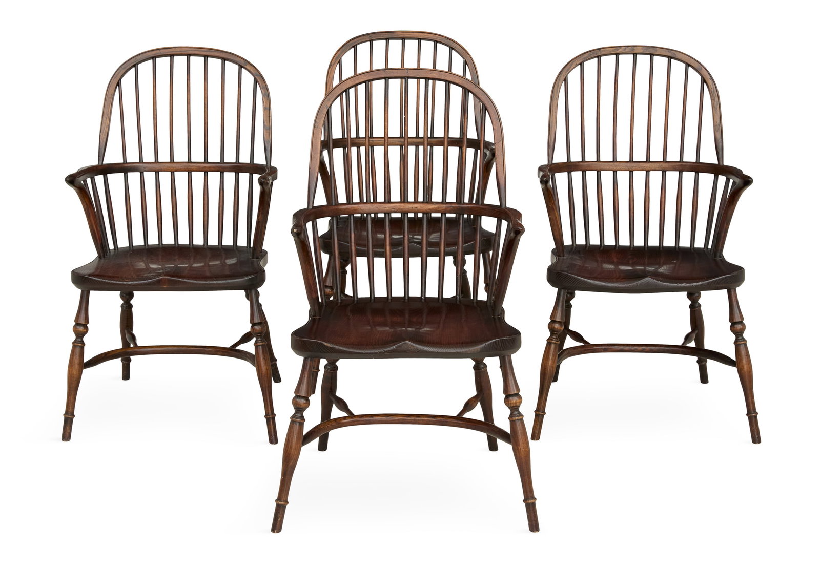 Suite of Four English Elmwood Windsor Armchairs (1 of 4)