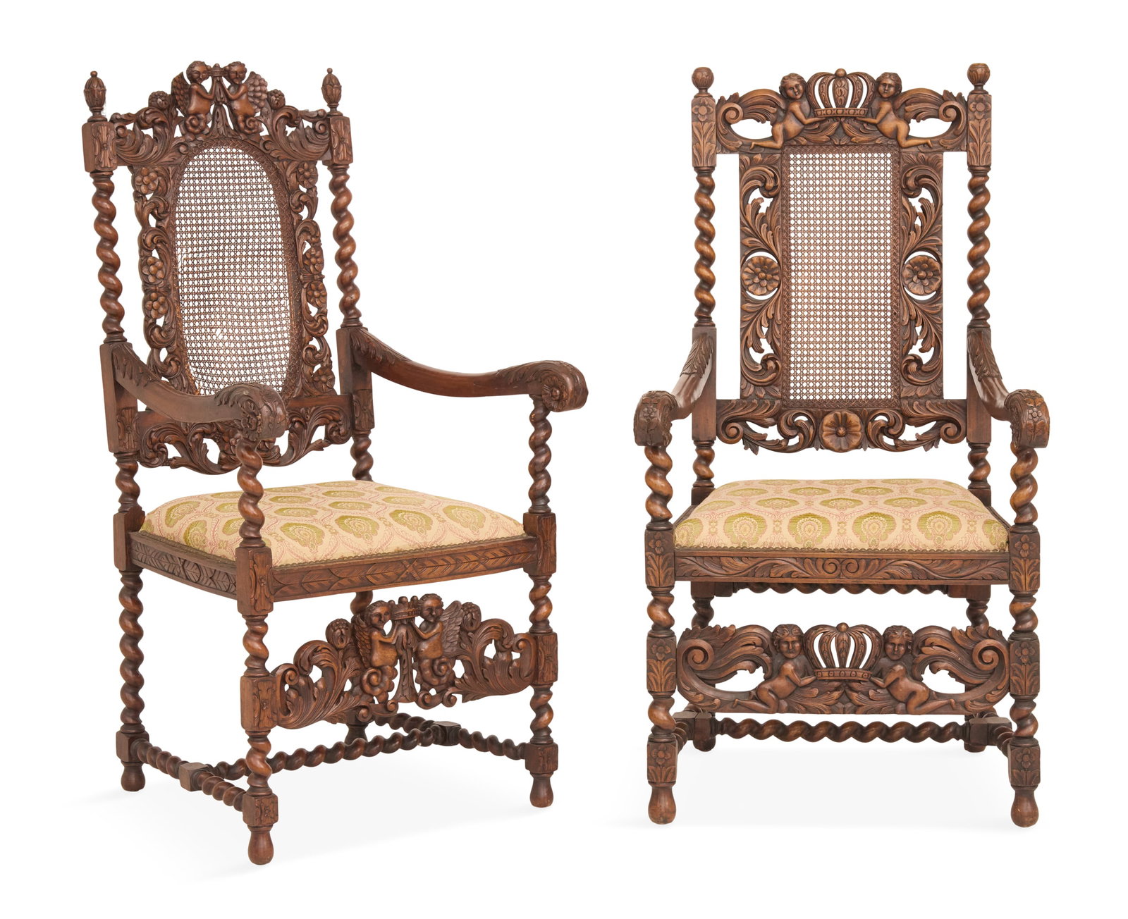 Near Pair of Carolean-Style Walnut Armchairs (1 of 2)