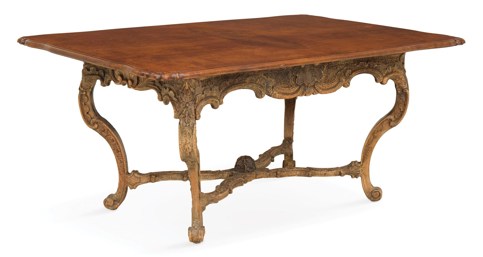 Large Paint-Decorated Walnut Center/Dining Table (1 of 2)