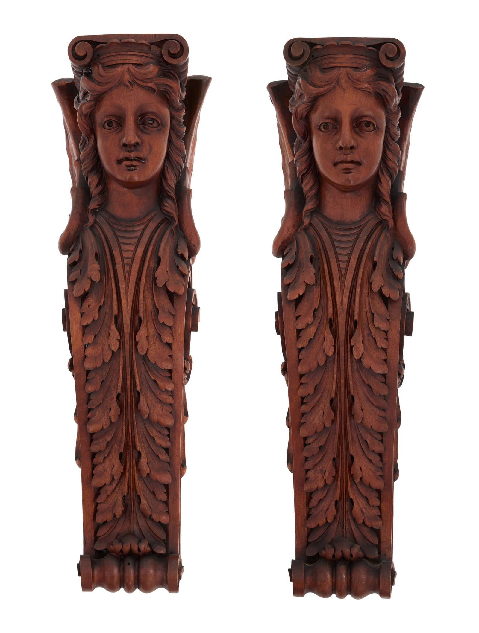 Pair of Belle Epoque Hardwood Figural Brackets (1 of 2)