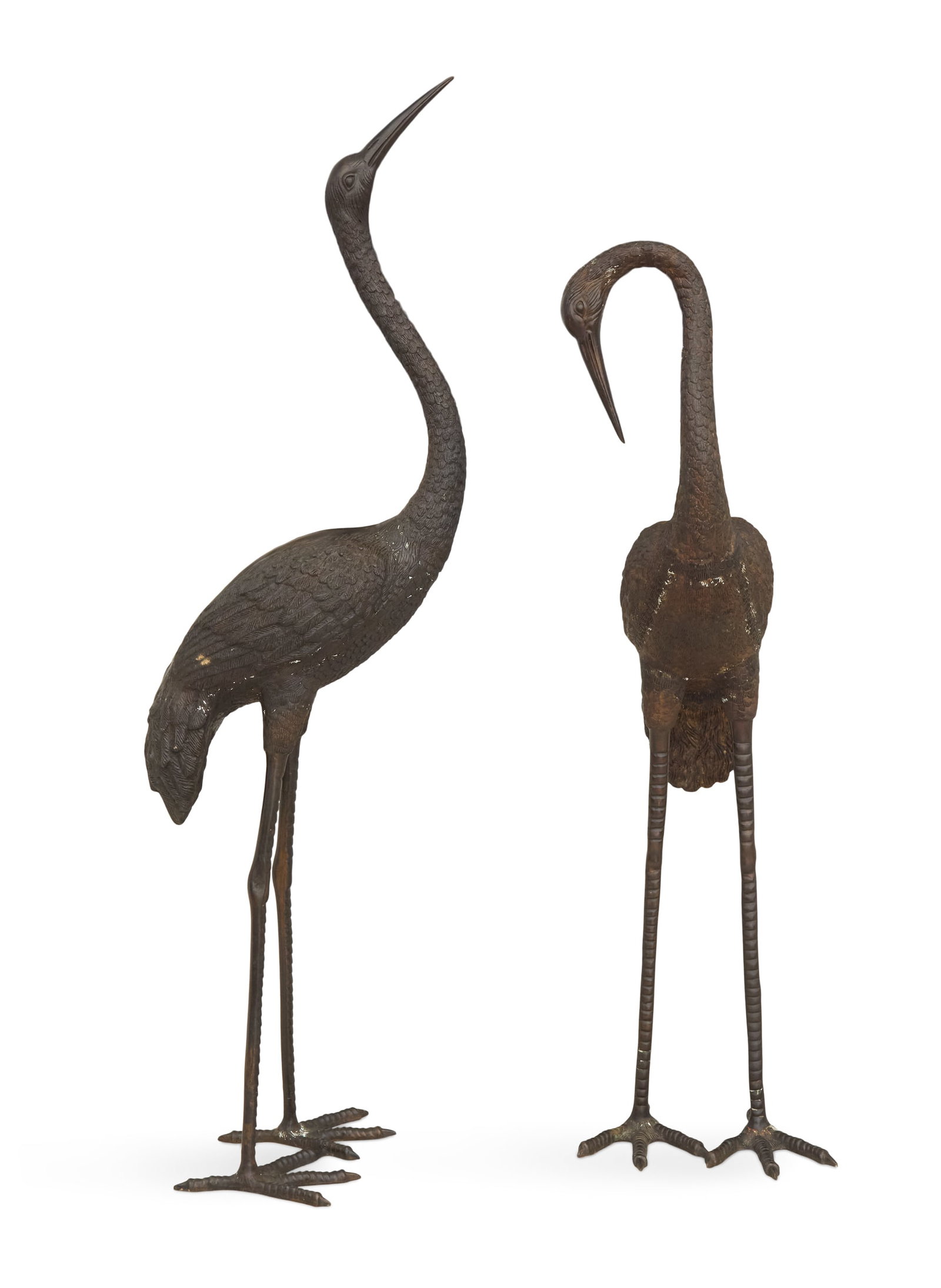 Pair of Patinated Bronze Cranes (1 of 5)