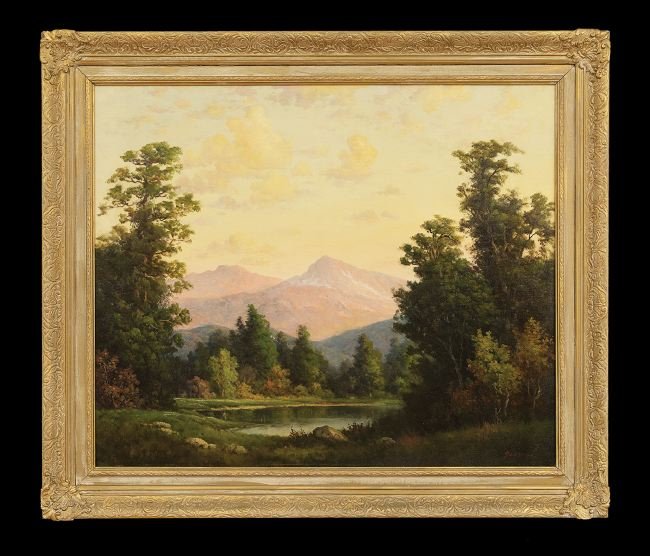 Robert William Wood (American/Texas, 1889-1979): Robert William Wood (American/Texas, 1889-1979), "Golden Hours", oil on canvas, signed lower right, 25" x 30". Attractively framed..