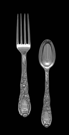 2 Pcs. of Tiffany "Chrysanthemum" Flatware: Two Pieces of Tiffany & Co. "Chrysanthemum" Sterling Silver Flatware, the pattern designed in 1880 by Charles T. Grosjean (1841-1888), New York, New York, including a teaspoon, l. 5-3/4", and a lunche