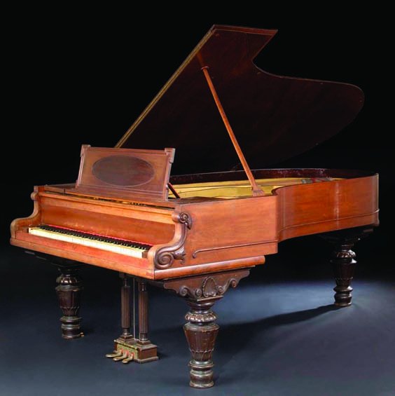 American Rosewood and Faux-Rosewood Grand Piano: American Rosewood and Faux-Rosewood Grand Piano, late 19th century, by an unknown manufacturer, having eighty-eight keys (the first key is inscribed "James 1896" and "A. Gressett Music House, Meridian