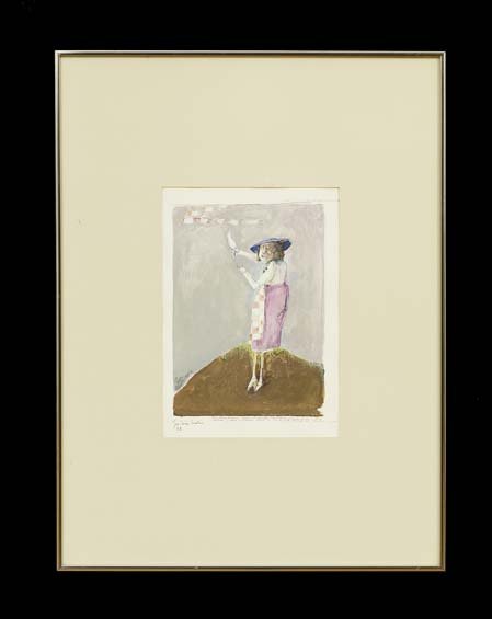 Jose Maria Cundin (Spanish/Louisiana, b. 1938): Jose Maria Cundin (Spanish/Louisiana, b. 1938), "Dona Feisa Lirtiaga", tempera on paper, 1977, signed and dated lower left, titled lower right, sight 15" x 11". Glazed, matted and framed.