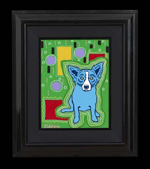 George Rodrigue (American/Louisiana, b. 1944): George Rodrigue (American/Louisiana, b. 1944), "Blue Dog", oil on canvas board, signed lower left "Rodrigue", 18" x 14". Framed.