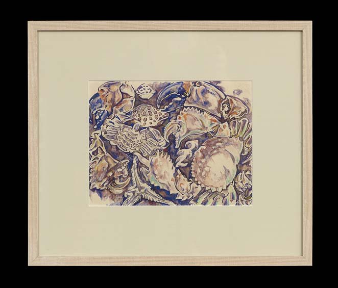 Walter Inglis Anderson (US/Mississippi, 1903-1965): Walter Inglis Anderson (American/Mississippi, 1903-1965), "Crabs and Seashells", watercolor and graphite on paper, sight 8" x 10-1/2". Glazed, matted and framed. Provenance: Private collection, Lafaye
