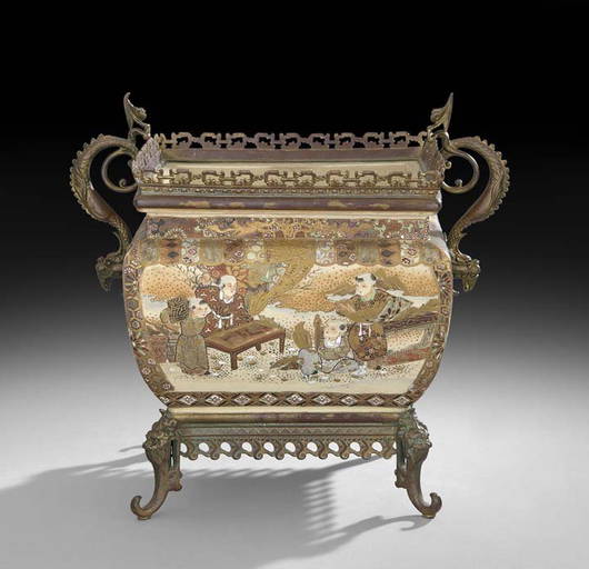 Japanese Bronze Mounted Satsuma Jardiniere