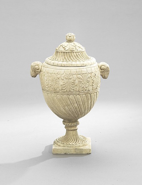 Regence-Style Plaster Covered Urn: Regence-Style Plaster Covered Urn, h. 27-1/2", dia. 12-1/4".