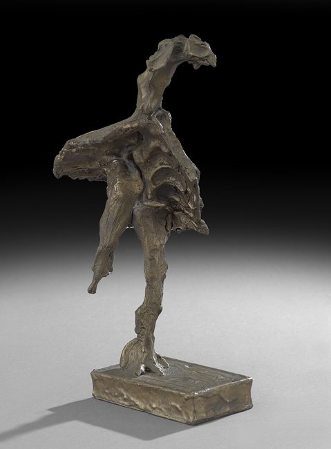 Robert J. "Bob" Evans (American/Chicago, b. 1944): Robert James "Bob" Evans (American/Chicago, b. 1944), "Bird in Flight", 1971, patinated bronze, signed and dated at edge of self-base, h. 13-1/2", w. 7", d. 5".
