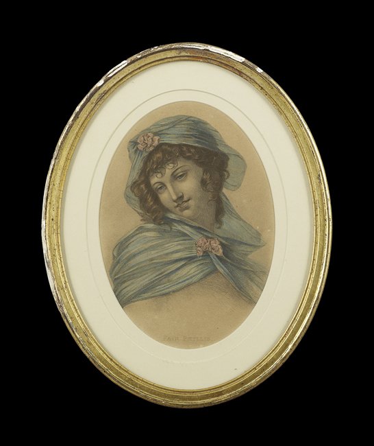 After Pierre-Paul Prud'hon (French, 1758-1823): After Pierre-Paul Prud'hon (French, 1758-1823), "Fair Phyllis", hand-colored stipple engraving, sight 10" x 7". Glazed, matted and framed.