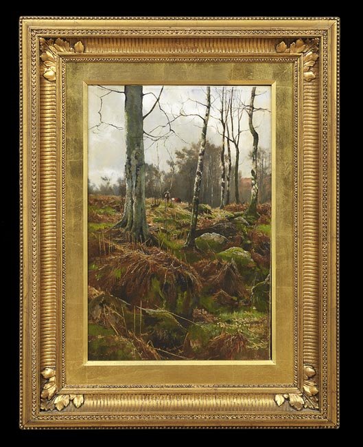Henry Hadfield Cubley (British, 1858-1934): Henry Hadfield Cubley (British, 1858-1934), "Birch Trees", oil on canvas, signed verso canvas, 21" x 14". Framed.