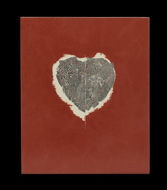 George Bauer Dunbar (American/Louisiana, b. 1927): George Bauer Dunbar (American/Louisiana, b. 1927), "Heart", palladium over red clay, signed lower center, 10-7/8" x 9". Unframed.