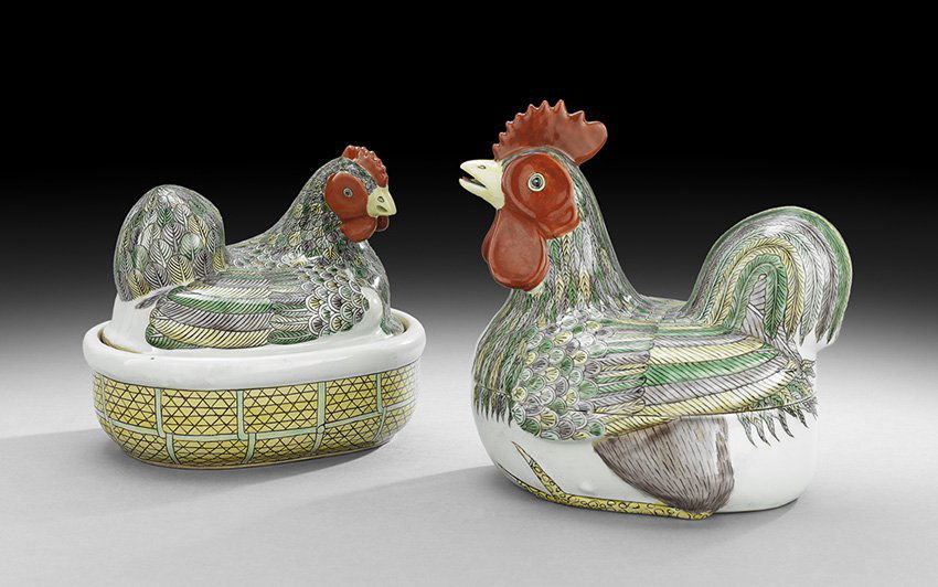 Pair of Chinese Porcelain Chicken Tureens