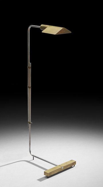 Cedric Hartman Vintage Reading Lamp: Cedric Hartman Vintage Reading Lamp, fourth quarter 20th century, American, the polished brass adjustable lamp signed on its base, both script and printed, and serial number "920205", h. 31-1/2" to 48
