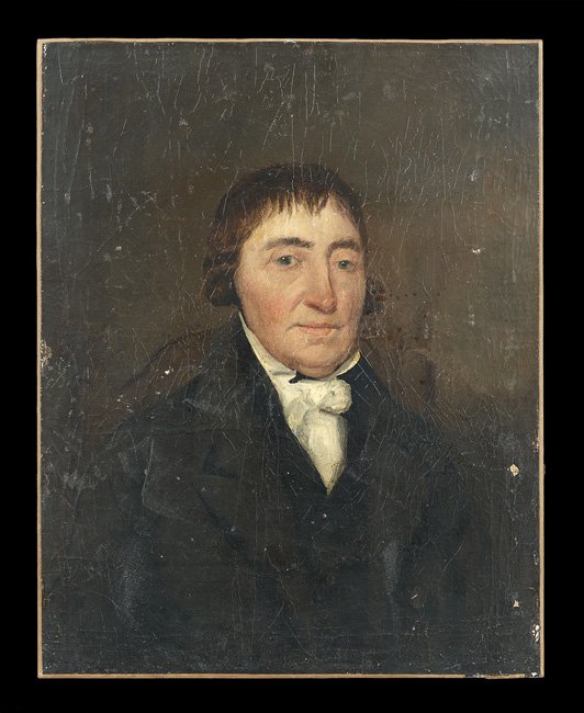 British School (First Quarter 19th Century): British School (First Quarter 19th Century), "The Reverend Thomas Jones of Newmarket, Flintshire", oil on canvas laid on board, unsigned, the sitter identified on label en verso, 12" x 9". Unframed.