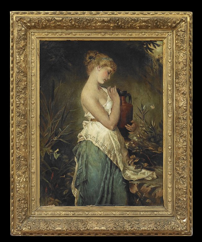 Continental School (19th Century): Continental School (19th Century), "The Water Carrier", oil on canvas, unsigned, 24" x 18". Framed.